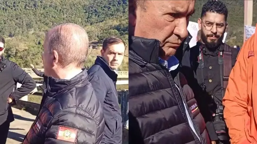 Governador de SC discute com indígenas e ofende manifestantes em barragem com impasse histórico