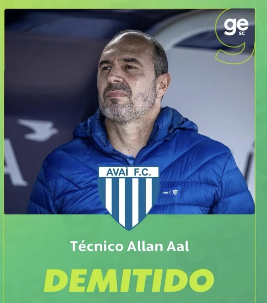 Avaí demite Allan Aal após derrota por 3 a 0 para o Criciúma