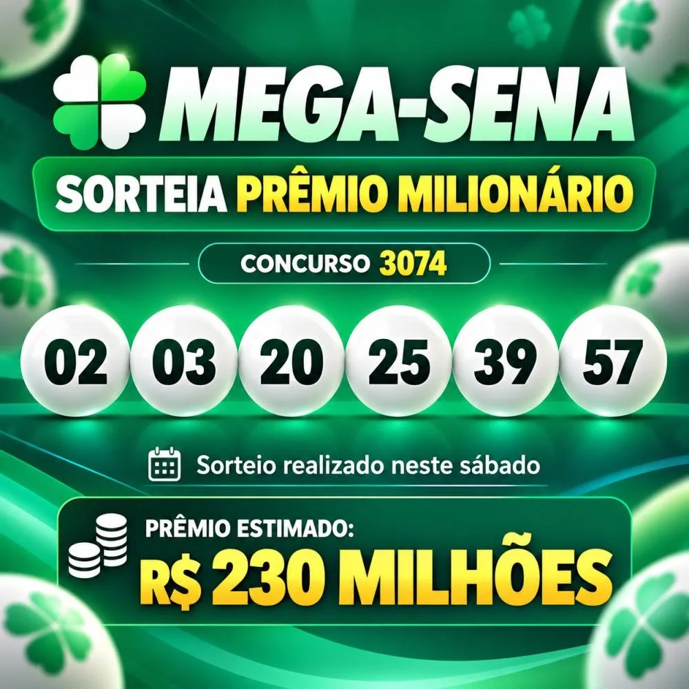 Mega-Sena sorteia prêmio de R$ 230 milhões neste sábado; confira os números